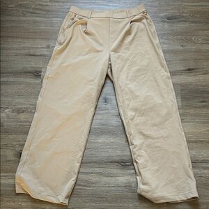 Beige Wide Leg Trousers